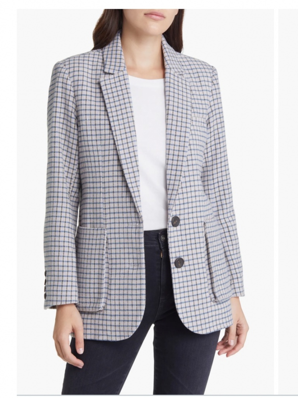 Rails "Windsor" lilac navy mini check blazer size XS